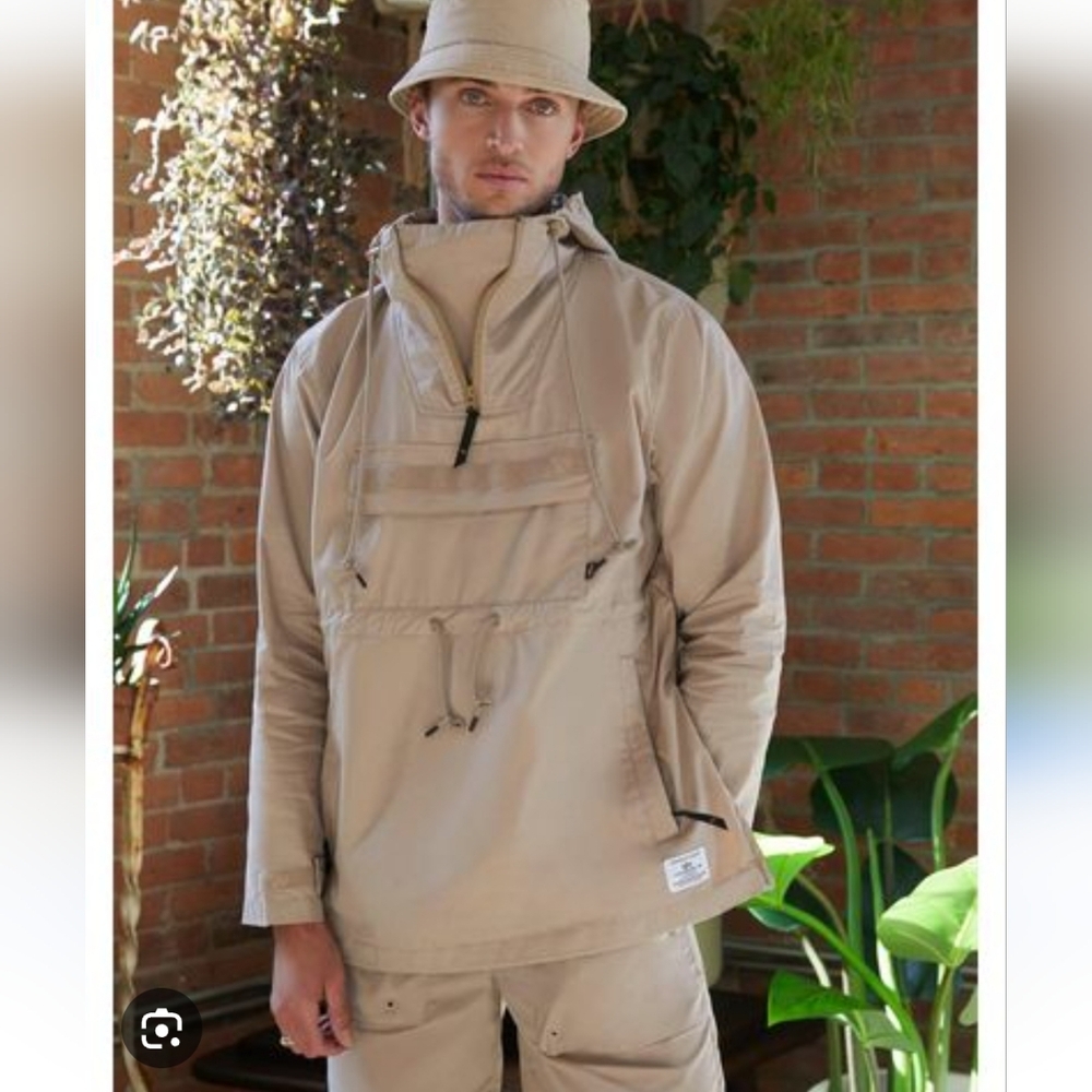 Alpha Industries Camper Anorak Jacket Lightweight Pullover Tan Mens Size L